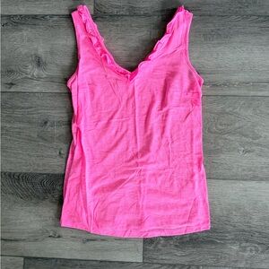 Lilly Pulitzer Hot Pink Ruffle V-Neck Tank